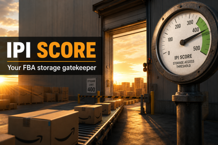 Inventory Performance Index gauge gating an Amazon FBA warehouse storage dock